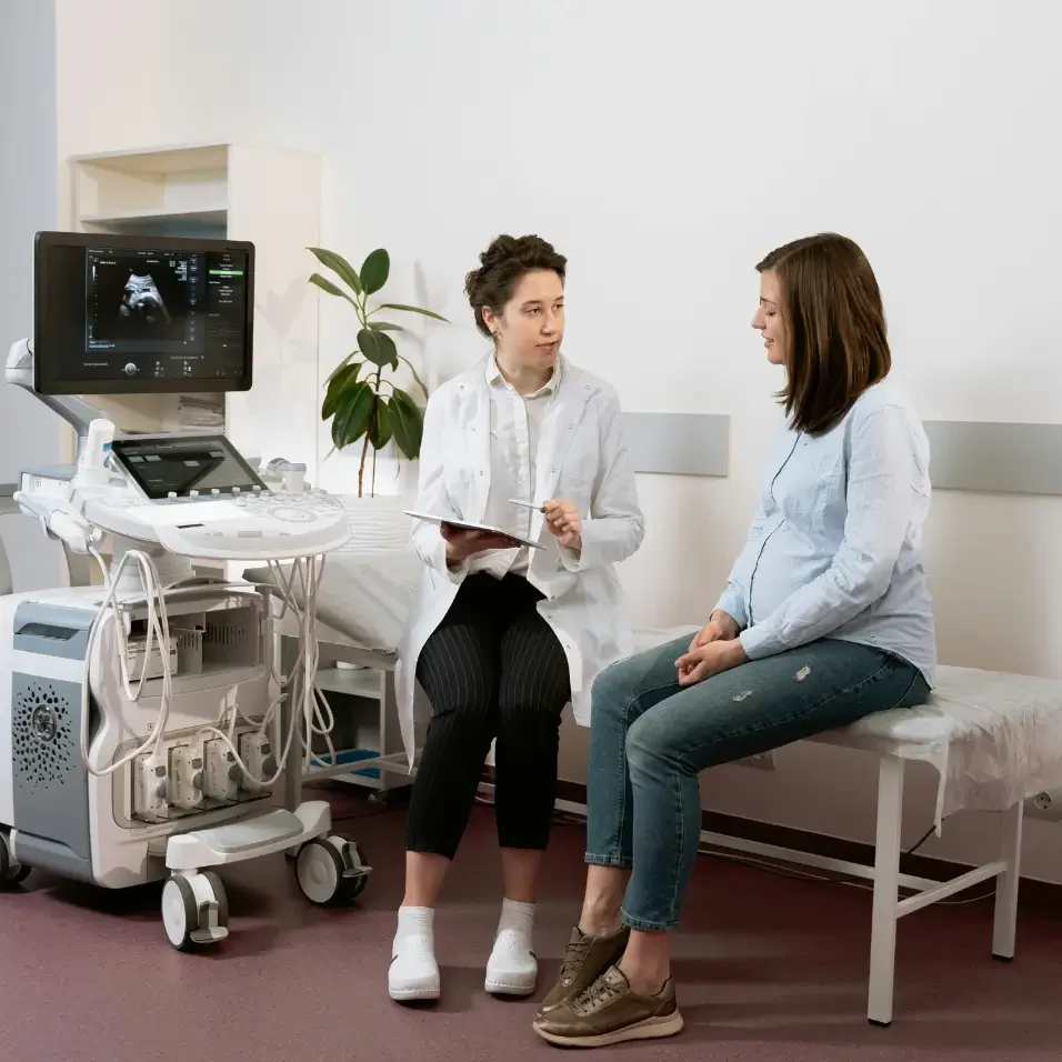 Clinician with patient